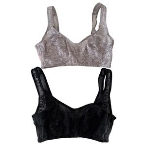 Victoria’s Secret Floral Lace Scoop Bralettes 1 Gray 1 Black Size XS
